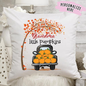 Personalized Fall Pumpkin Grandma Pillow, Custom Name Gift For Mom Up to 9 Kids