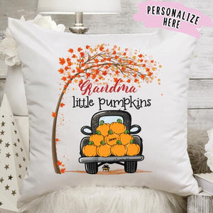 Personalized Fall Pumpkin Grandma Pillow, Custom Name Gift For Mom Up to 9 Kids