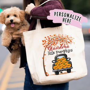 Personalized Fall Grandma Tote bag, Custom Name Gift For Mom Up to 9 Kids