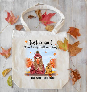 Personalized Dog Mom Fall Premium Tote Bag, Dog Mom Bag, Dog Mom Gift, Gift For Dog Lovers