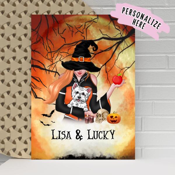 Personalized Dog Witch Halloween Premium Wall Art, Halloween Gift, Gift For Dog Lovers