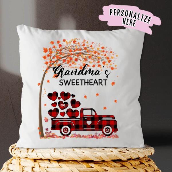 Personalized Fall Sweethearts Mom Nana Premium Pillow, Custom Name Gift For Her Up to 6 Kids
