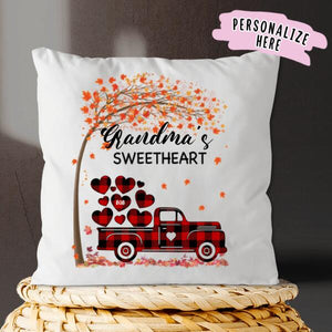 Personalized Fall Sweethearts Mom Nana Premium Pillow, Custom Name Gift For Her Up to 6 Kids
