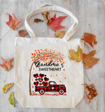 Personalized Fall Sweethearts Mom Nana Premium Tote bag, Custom Name Gift For Her Up to 6 Kids
