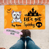 Personalized Halloween Dog Premium Doormat, Let's Get Spooky Funny Halloween Mat, Gift For Dog Lover Halloween, Housewarming Halloween Gift