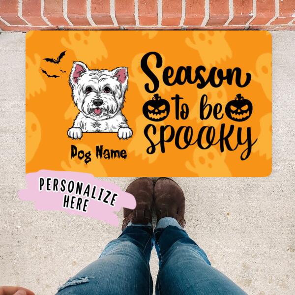 Personalized Halloween Dog Premium Doormat, Halloween Gift, Season to be Spooky Funny Halloween Mat , Gift For Dog Lover Halloween, Housewarming Halloween Gift