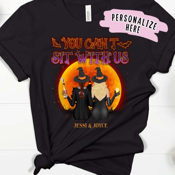 Personalized Halloween Up To 3 Witches Friend Sister Premium Shirt, Best Friend Gift