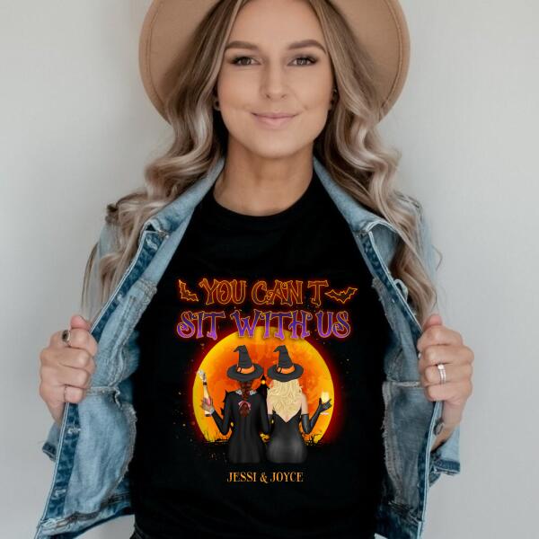 Personalized Halloween Up To 3 Witches Friend Sister Premium Shirt, Best Friend Gift