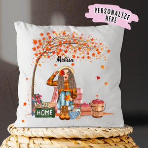 Personalized Girl Autumn Fall Season Premium Pillow, Fall Season Gift For Girls