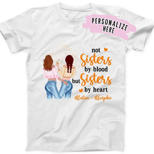 Personalized Fall Bestie Sister Shirt, Sister Gift, Friends Gift, Not Sisters By Blood But Sisters By Heart Shirt
