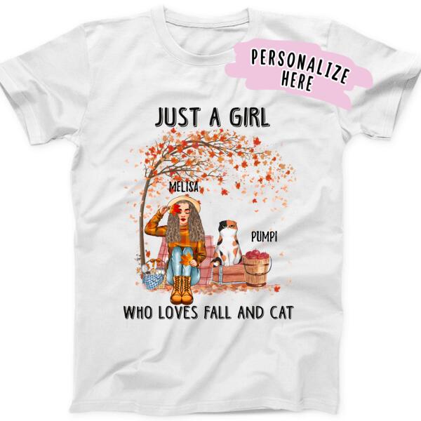 Personalized Fall Tree Cat Mom Premium Shirt, Gift For Cat Lovers