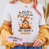 Personalized Fall Grandma And Baby Gnome Premium Shirt, Gift For Grandma, Grandpa
