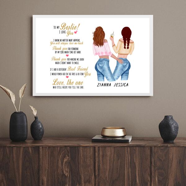 Personalized Best Friend Letter Premium Poster Print, To My Bestie Gift, Sister Gift