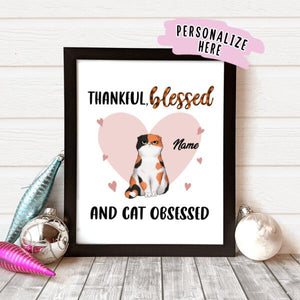 Personalized Cat Thanksgiving Premium Poster Print, Gift For Cat Lovers