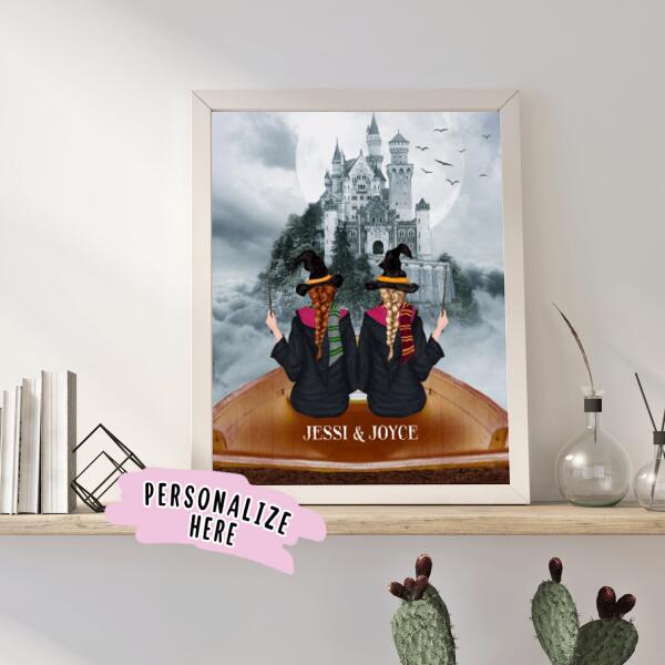 Personalized Best Friend Halloween Premium Poster Print, Best Friends Halloween Gift, Gift For Friends