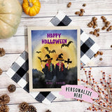 Personalized Witch Happy Halloween Poster Print, Best Friend Gift