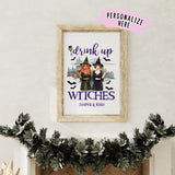 Personalized Halloween Witch Friends Poster Print, Drink up Witches, Gift For Friend