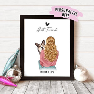 Personalized Mom and Dog Poster Print, Gift For Dog Lover, Gift For Owner, For her, Gift For Mom