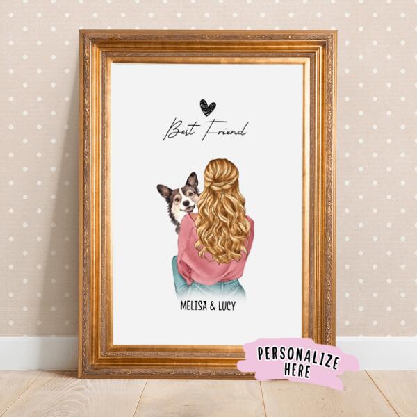 Personalized Mom and Dog Poster Print, Gift For Dog Lover, Gift For Owner, For her, Gift For Mom