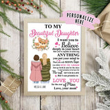 Personalized To My Daughter Mom Letter Poster Print, Gift For Daughter from Mom, Birthday Gift, Family Gift