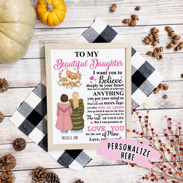 Personalized To My Daughter Mom Letter Poster Print, Gift For Daughter from Mom, Birthday Gift, Family Gift