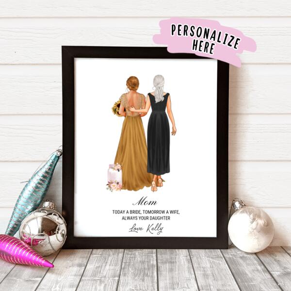 Custom Mom Of the Bride Poster Print, Family Wedding Print Gift, Family Gift