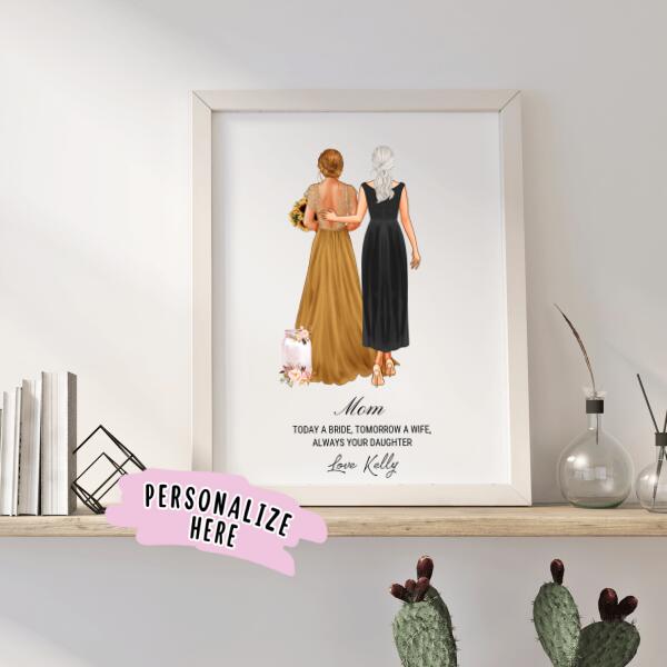 Custom Mom Of the Bride Poster Print, Family Wedding Print Gift, Family Gift