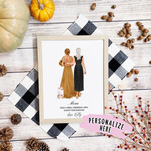 Custom Mom Of the Bride Poster Print, Family Wedding Print Gift, Family Gift