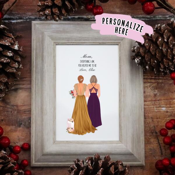 Custom Mom Of the Bride Poster Print, Family Wedding Print Gift, Family Gift
