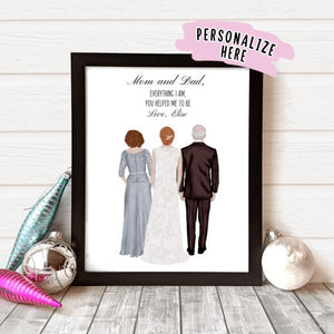 Custom Parents Of the Bride Poster Print, Personalized Bride Mom and Dad Print, Family Wedding Print, Family Gift