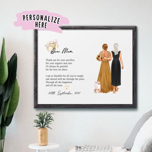 Personalized Custom Mother of the Bride Gift Poster, Next Day Mother of the Bride Poem Print, Family Gift