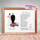 Personalized Wedding Couple Poster Print, Mr. And Mrs., Anniversary Date, Wedding Gift, Gifts For Couples
