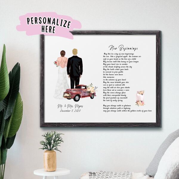 Personalized Wedding Couple Poster Print, Mr. And Mrs., Anniversary Date, Wedding Gift, Gifts For Couples