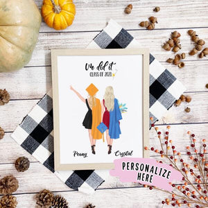 We Did It Graduation Personalized Poster Print Gift, College Graduation Gift for best friend, High School Graduation, Grad gift