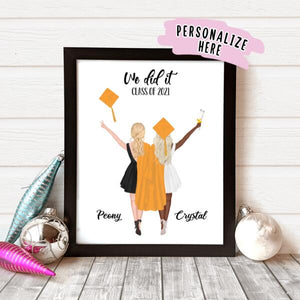 We Did It Graduation Personalized Poster Print Gift, College Graduation Gift for best friend, High School Graduation, Grad gift