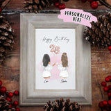 Personalized Best Friends Poster Portrait, Birthday Gifts for Her, Besties Gifts, Birthday Custom Gift