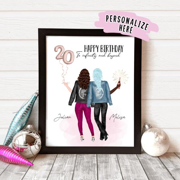 Personalized Happy Birthday Friend Poster Art Print, Happy Birthday Best Friend, Happy Birthday Sister , Birthday Sister Gift