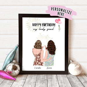 Personalized Happy Birthday Friend Poster Art Print, Happy Birthday Best Friend, Happy Birthday Friends , Birthday Friends Gift