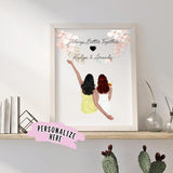 Personalized Best Friend Gift Poster Portrait,  Sister Art Print Gift, Best Friend Gift Ideas, Gift ideas For Sister