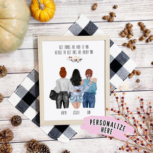 Personalized Best Friend Gift Poster Portrait, BFF Gift, Gift For Friends, Bestie Gift, Best Friend Gift Ideas