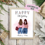 Personalized Happy Birthday Friend Poster Art Print, Happy Birthday Best Friend, Happy Birthday Sister , Birthday Sister Gift