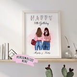 Personalized Happy Birthday Friend Poster Art Print, Happy Birthday Best Friend, Happy Birthday Sister , Birthday Sister Gift