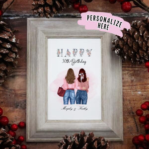 Personalized Happy Birthday Friend Poster Art Print, Happy Birthday Best Friend, Happy Birthday Sister , Birthday Sister Gift