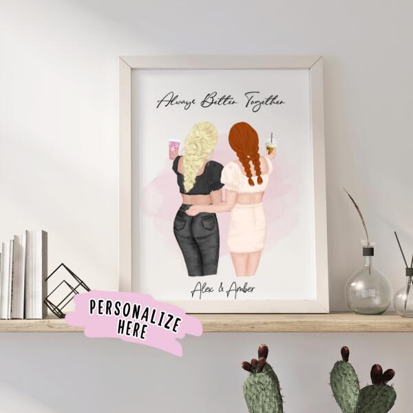Personalized Best Friend Gift Poster Portrait, Sister Gift, Gift For Friends, Bestie Gift, Gift Ideas for Sister