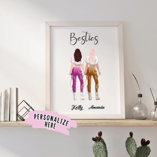 Personalized Best Friend Gift Poster Portrait, Sister Gift, Gift For Friends, Bestie Gift, Gift Ideas for Sister