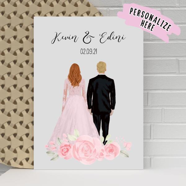 Personalized Wedding Couple Wall Art Canvas, Mr. And Mrs., Anniversary Date, Wedding Gift, Gifts For Couples