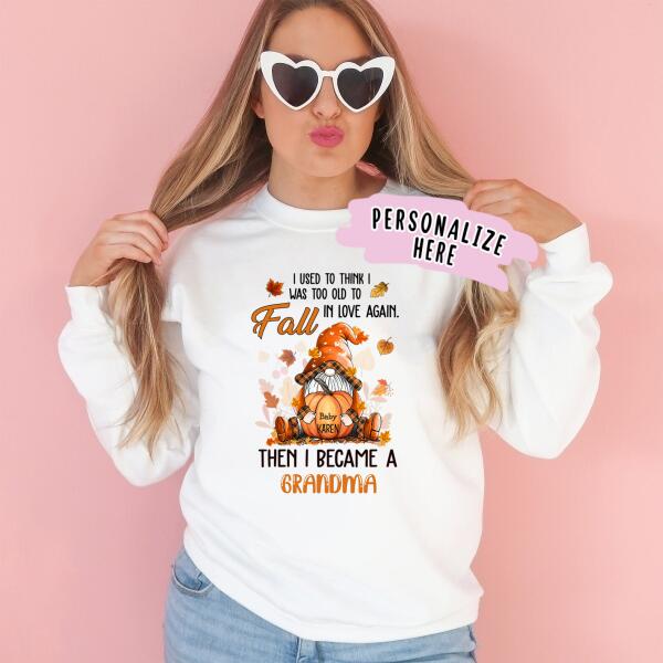 Personalized Fall Grandma And Baby Gnome Premium Sweatshirt, Gift For Grandma, Grandpa