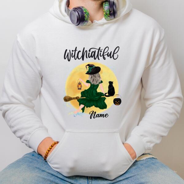 Personalized Halloween Witch Premium Hoodie, Halloween Witch Hoodie, Halloween Witch Gift