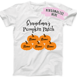 Personalized Name Grandma's Pumpkin Patch Shirt, Gift For Mimi, Nana, Mother Halloween Gift Shirt