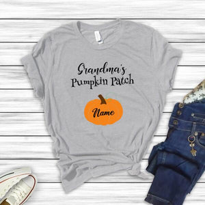 Personalized Name Grandma's Pumpkin Patch Shirt, Gift For Mimi, Nana, Mother Halloween Gift Shirt